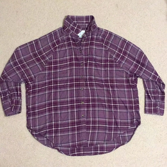 NWOT American Eagle Oversized Purple Flannel - Picture 2 of 4